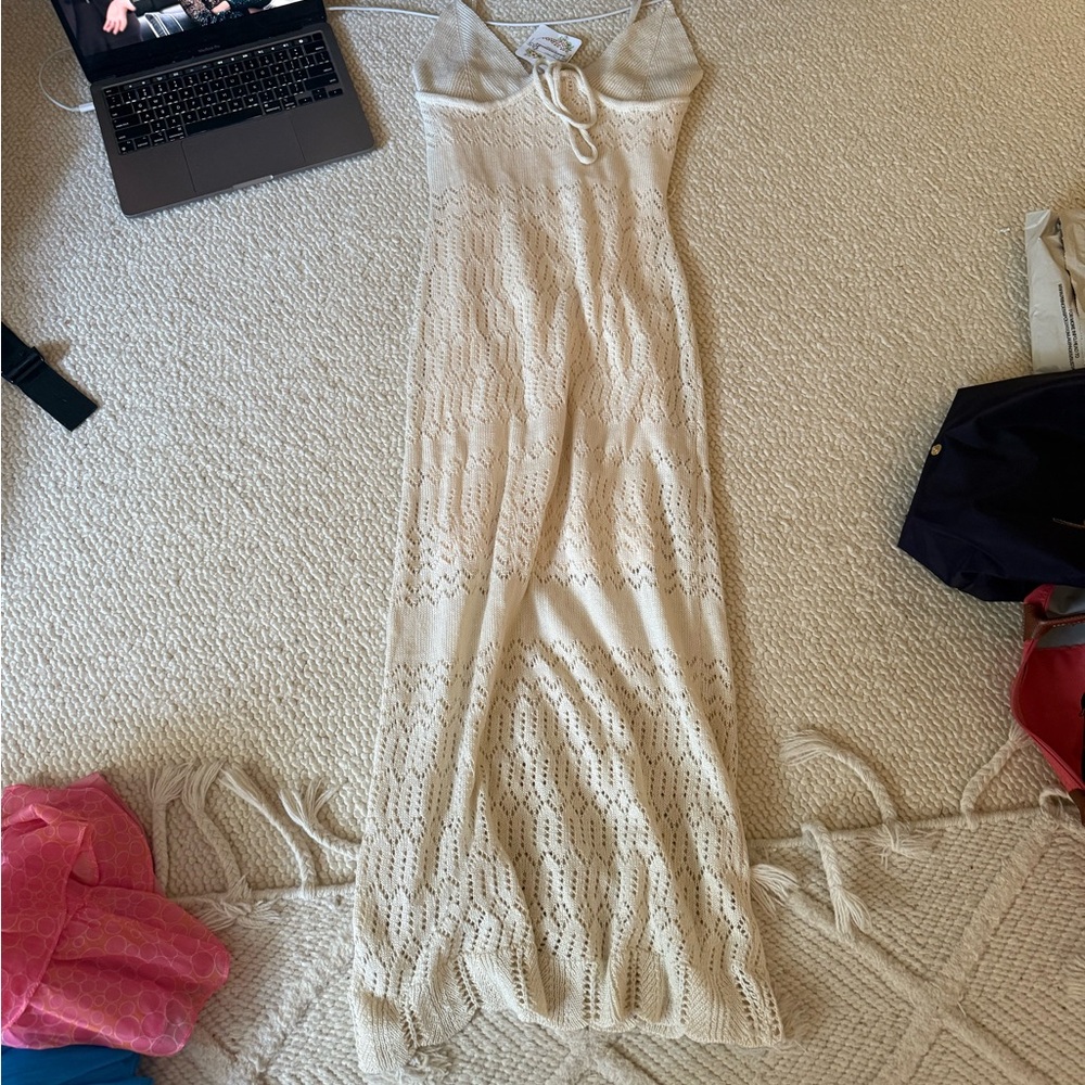 Lee Cream Maxi Slip Dress Spaghetti Strap Wedding